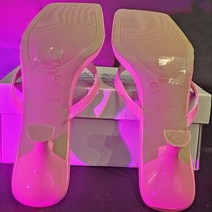 Size 9 Barbie Pink Patent Leather thong heels